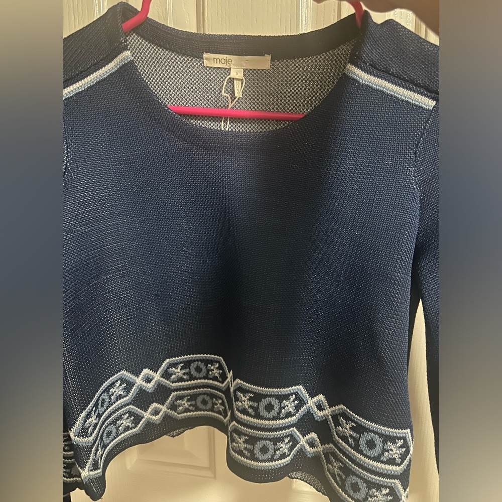 Maje Mathieu Bleu Knit Sweater